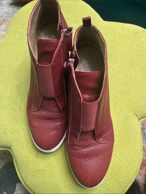 Paolo Wine Red Perforated Zip-Up Ankle Booties